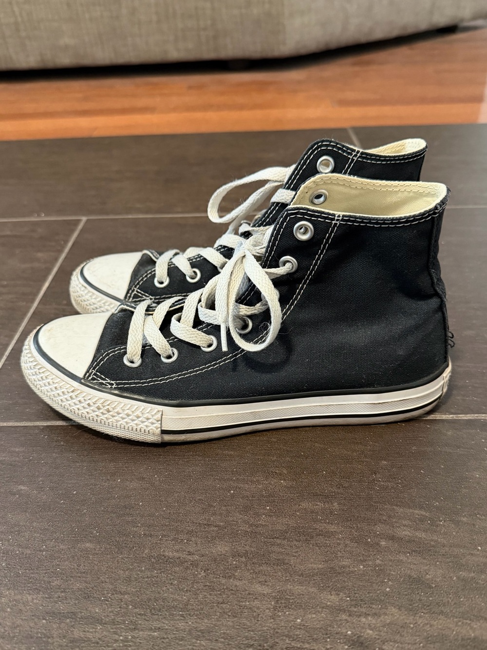 Converse Kids Black and White High-Top Canvas Sneakers - Picture 3 of 5